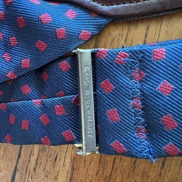 Vintage CAS W Germany Navy/Red Polka Dot Suspender with Leather 1980's era - Picture 4 of 8